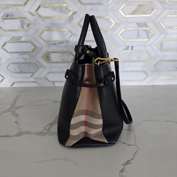 Authentic BURBERRY Derby Calfskin House Check Medium Banner Tote in Black. - Picture 10 of 10